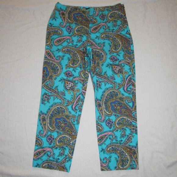 Talbots Signature Women’s Slacks Pants 8 Paisley Straight Leg Colorful Preppy - Picture 4 of 4